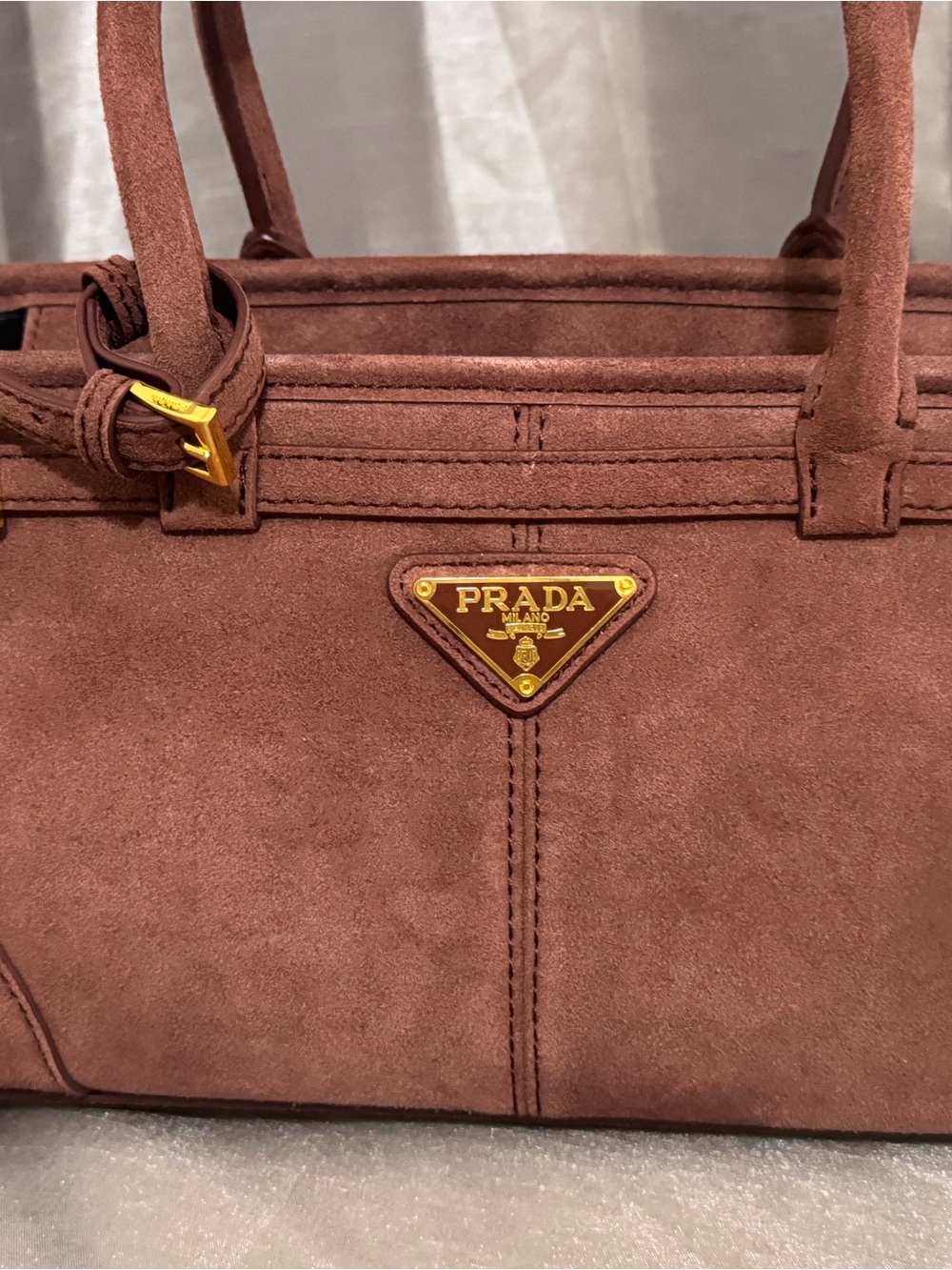 Prada Brown Suede Satchel Bag - Picture 6 of 16